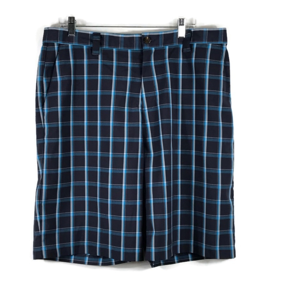 ADIDAS Golf Shorts Plaid Black Blue Grey Mens 36